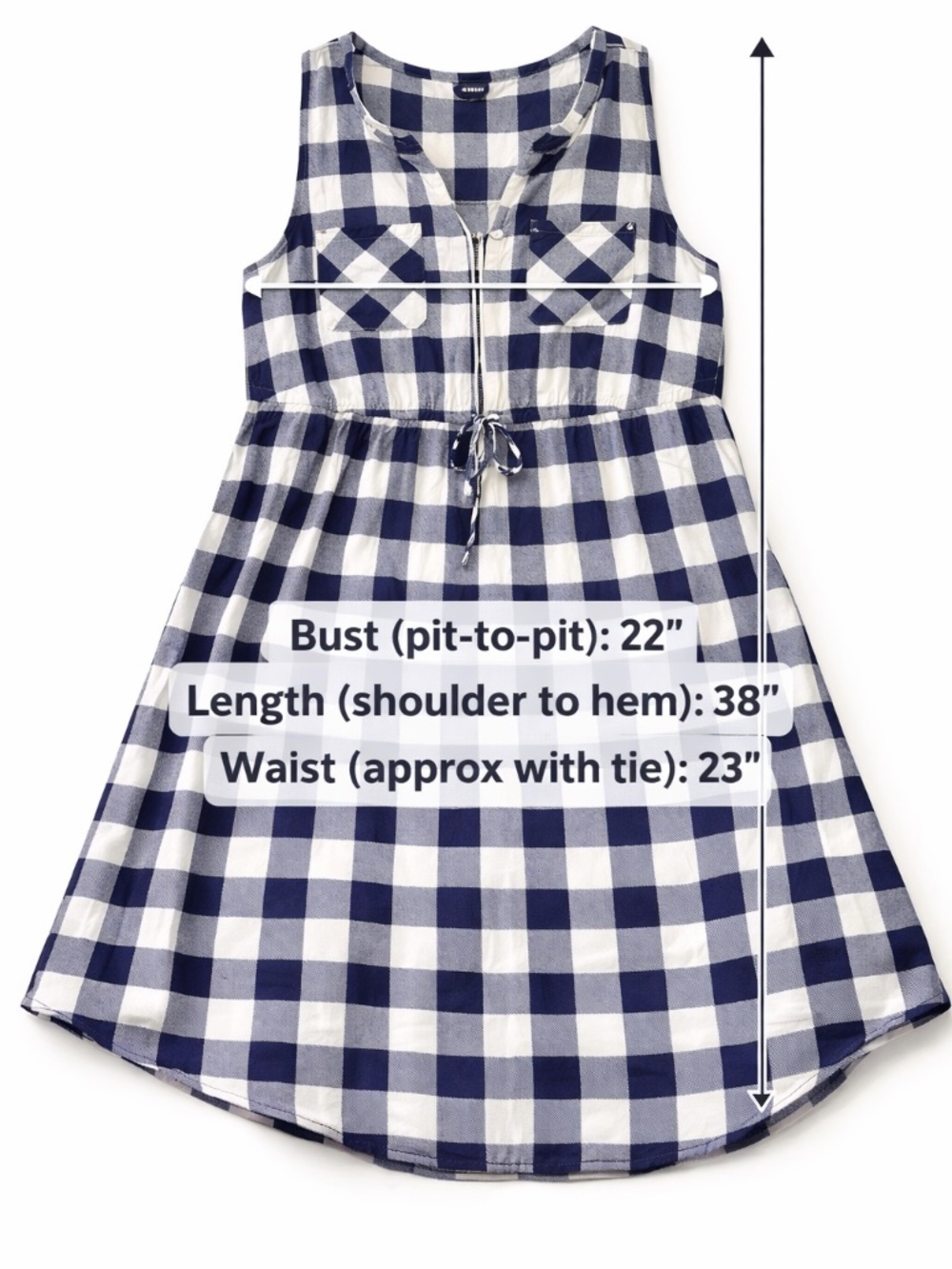 Torrid 3 Buffalo Plaid Midi Dress Navy White Sleeveless Plus Size 3X - Picture 9 of 11